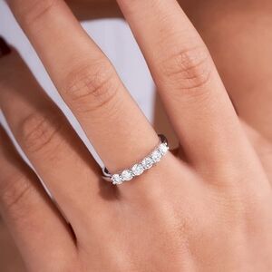 18K White Gold 0.70cttw Diamond Ring Engagement Moissanite 925 Wedding Gift